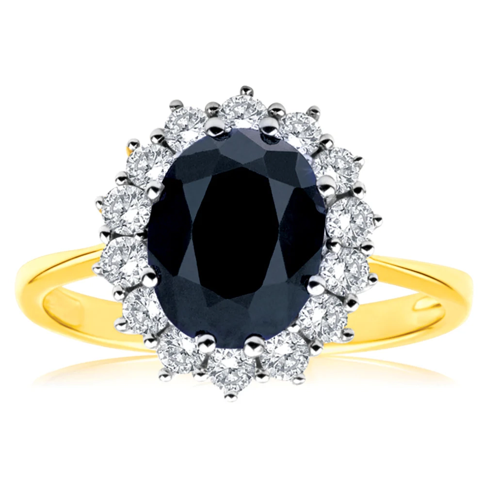 9ct Yellow Gold Natural Sapphire 2.50 Carat 9X7mm Oval with 0.50 Carat – Shiels Jewellers