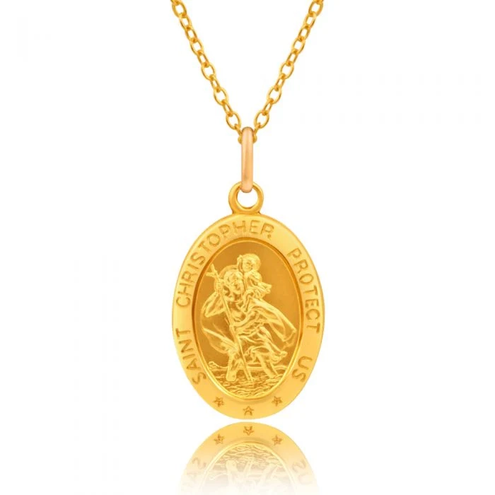 9ct Yellow Gold Oval St Christopher Pendant – Shiels Jewellers