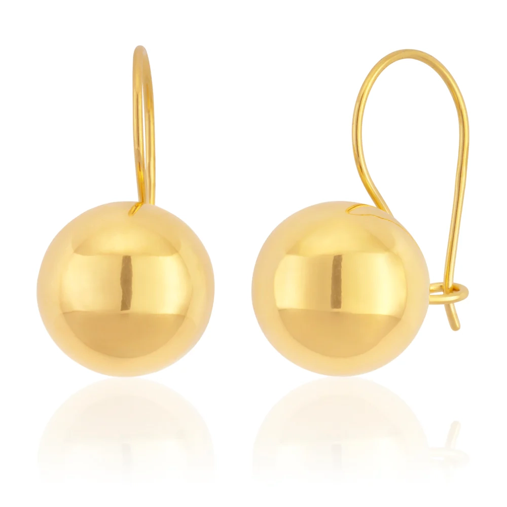 9ct Yellow Gold Plain 10mm Ball Earwire Earrings – Shiels Jewellers