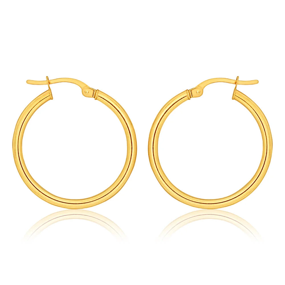 9ct Yellow Gold Plain Hoop 20mm European made – Shiels Jewellers