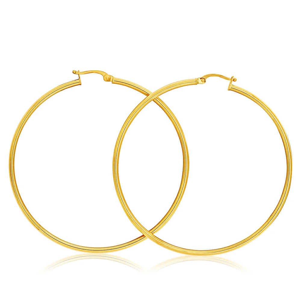 9ct Yellow Gold Plain Hoop 50mm European made – Shiels Jewellers