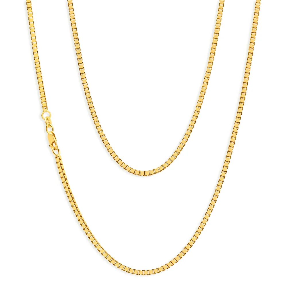 9ct Yellow Gold Silver Filled 55cm Box Chain – Shiels Jewellers