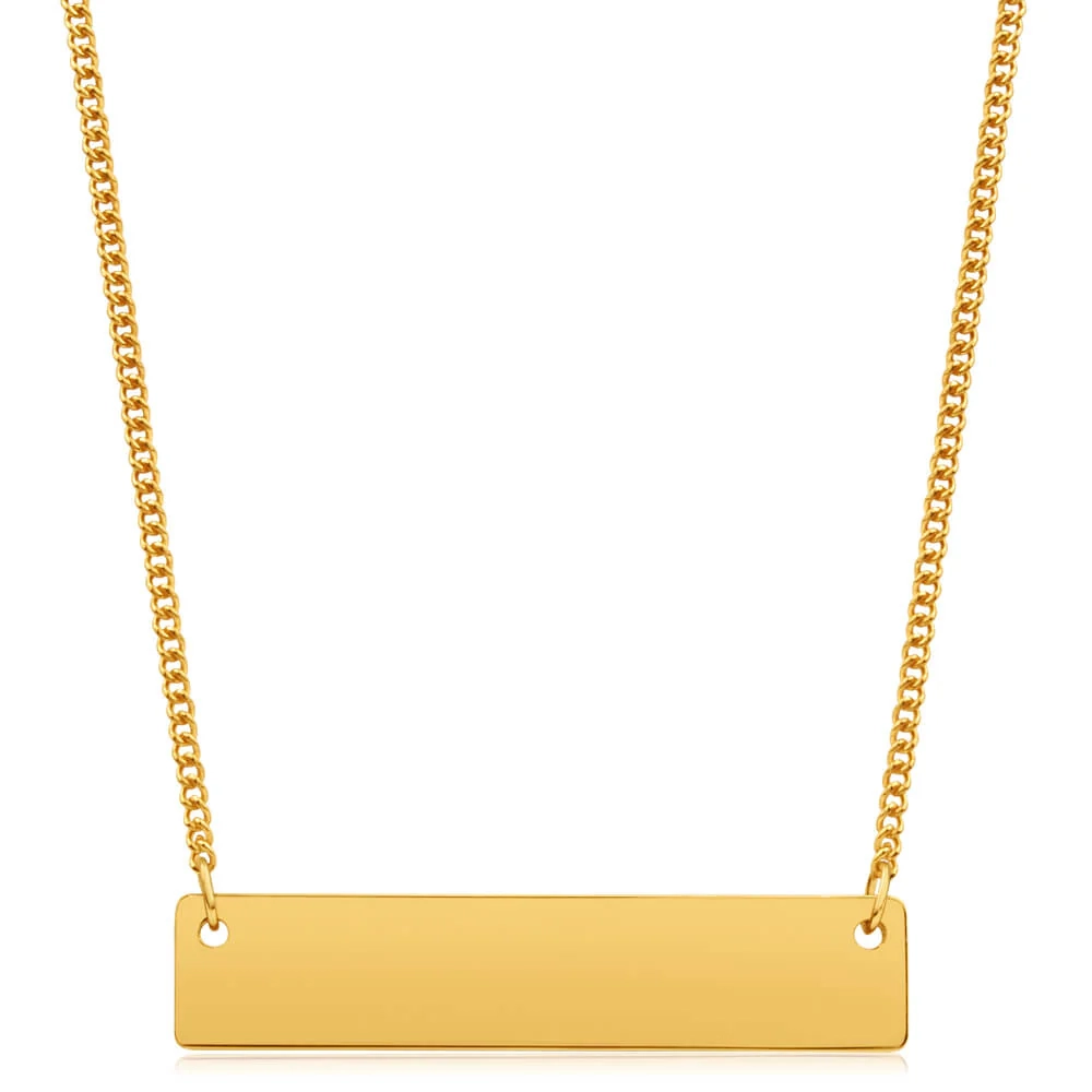 9ct Yellow Gold Silver Filled Bar Pendant With 45cm Chain – Shiels Jewellers