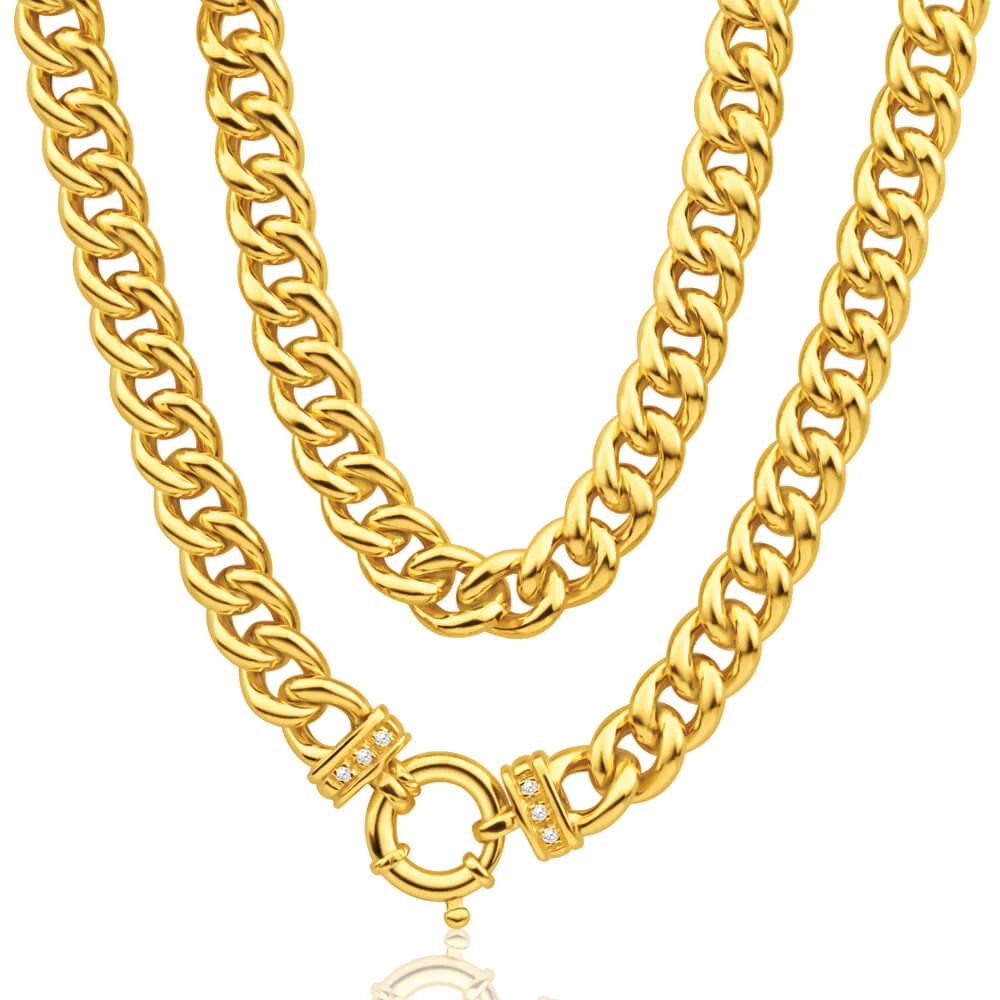 9ct Yellow Gold Silver Filled Cubic Zirconia 50cm Curb Chain – Shiels Jewellers