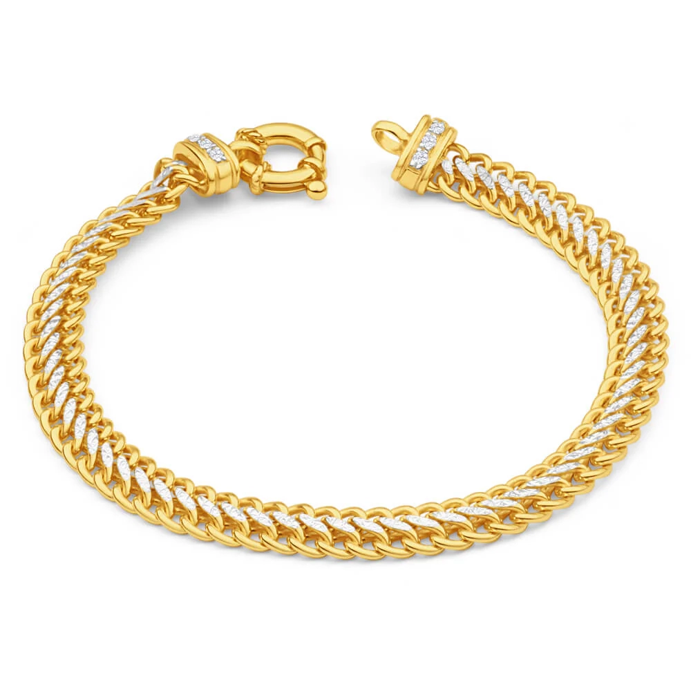 9ct Yellow Gold Silver Filled Cubic Zirconia Mesh Bracelet – Shiels Jewellers