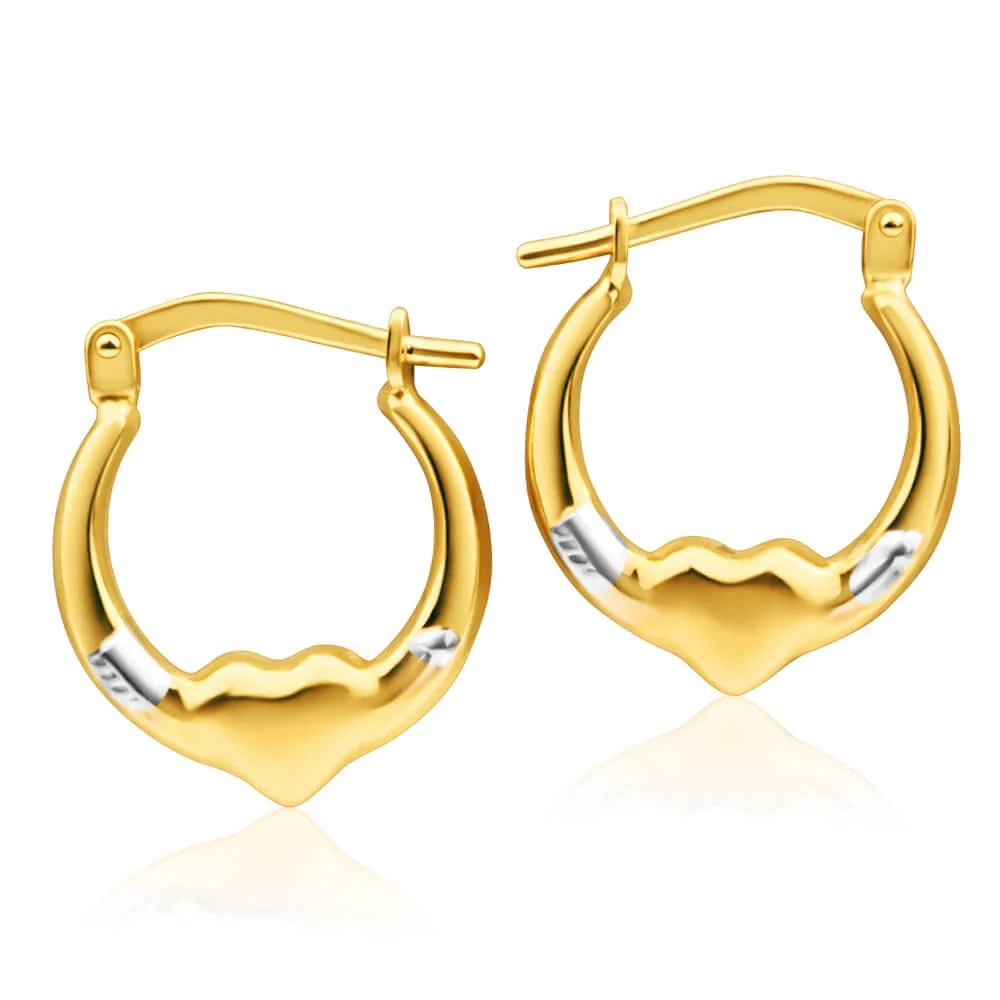 9ct Yellow Gold Silver Filled Fancy Heart Hoop Creole Earrings – Shiels Jewellers