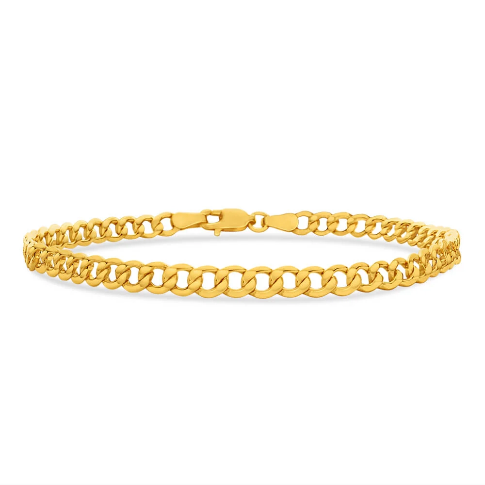 9ct Yellow Gold Silver Filled Flat 21cm Curb Bracelet – Shiels Jewellers