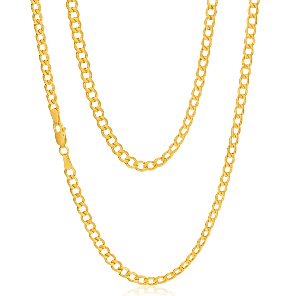 9ct Yellow Gold Silver Filled Flat 55cm Curb Chain – Shiels Jewellers