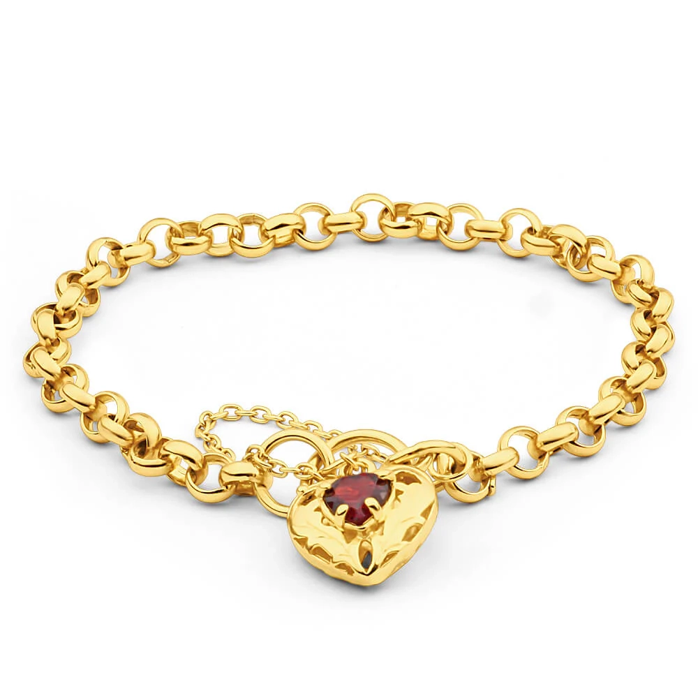 9ct Yellow Gold Silver Filled Garnet Belcher Bracelet – Shiels Jewellers