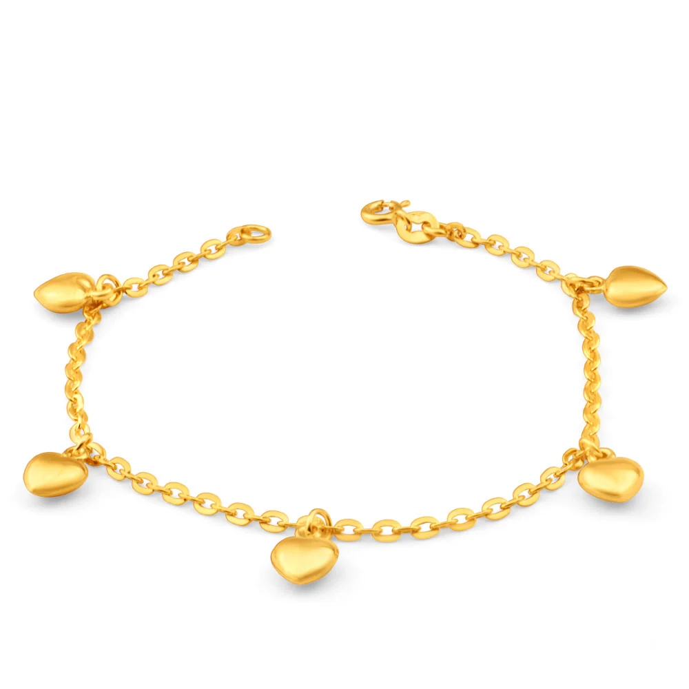 9ct Yellow Gold Silver Filled Heart Charm 19cm Bracelet – Shiels Jewellers