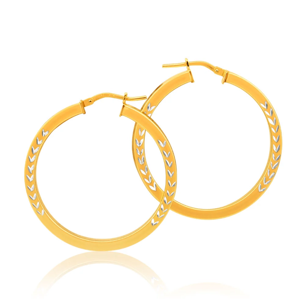 9ct Yellow Gold Silver Filled Square Two Tone Hoop Earrings in 30mm – Shiels Jewellers