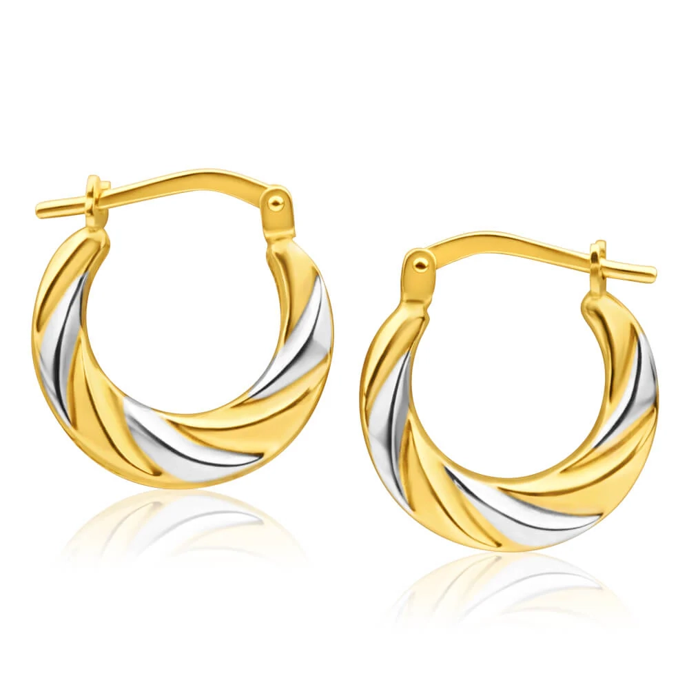 9ct Yellow Gold Silver Filled Two Tone Twist Hoop Earrings – Shiels Jewellers