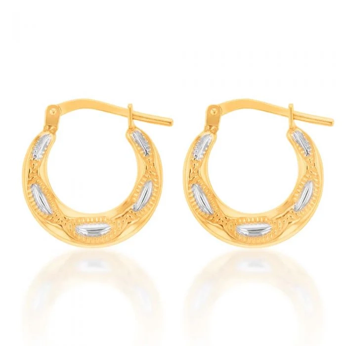 9ct Yellow Gold Silver FilledTwo Tone 15mm Hoop Earrings – Shiels Jewellers