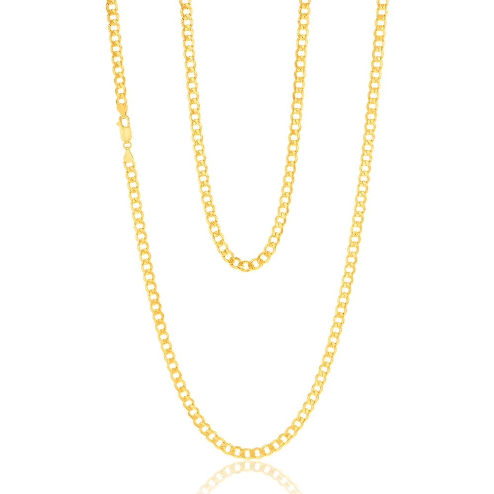 9ct Yellow Gold Silverfilled Bevelled Curb 120 Gauge 80cm Chain – Shiels Jewellers