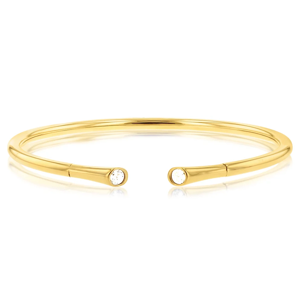 9ct Yellow Gold Silverfilled Cubic Zirconia Open Bangle – Shiels Jewellers