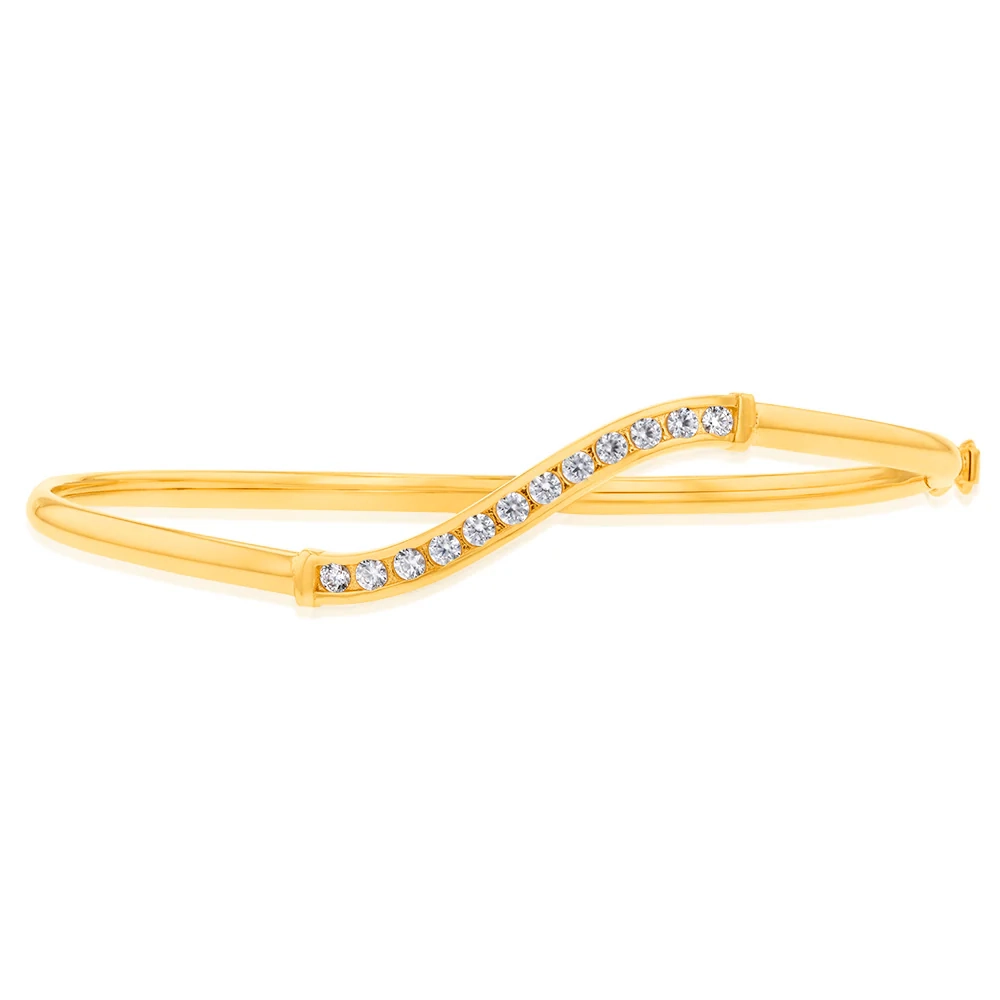 9ct Yellow Gold Silverfilled Single Row Cubic Zirconia Bangle – Shiels Jewellers