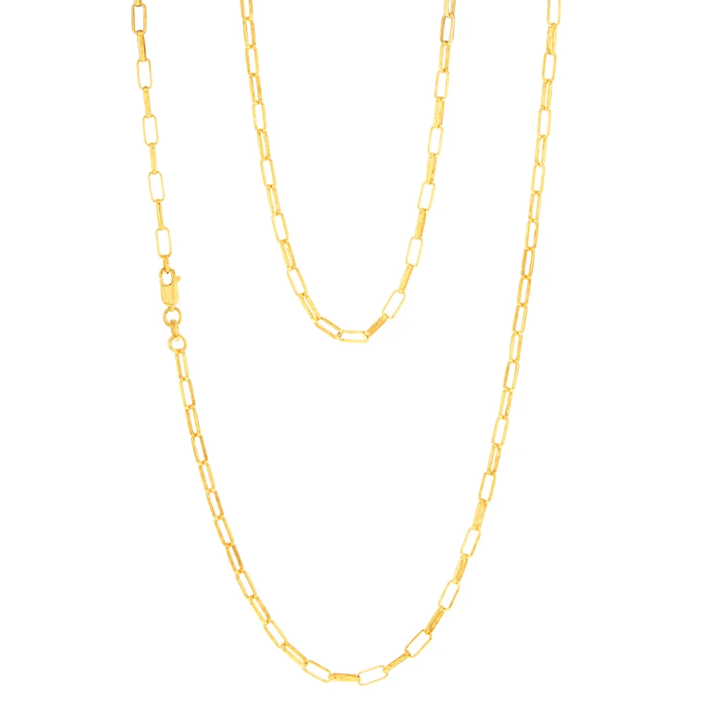 9ct Yellow Gold Silverfilled Small Paperclip 70cm Chain – Shiels Jewellers