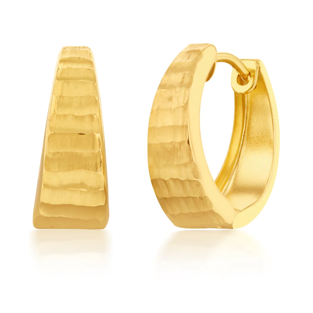 9ct Yellow Gold Silverfilled Textured Huggies Earrings – Shiels Jewellers