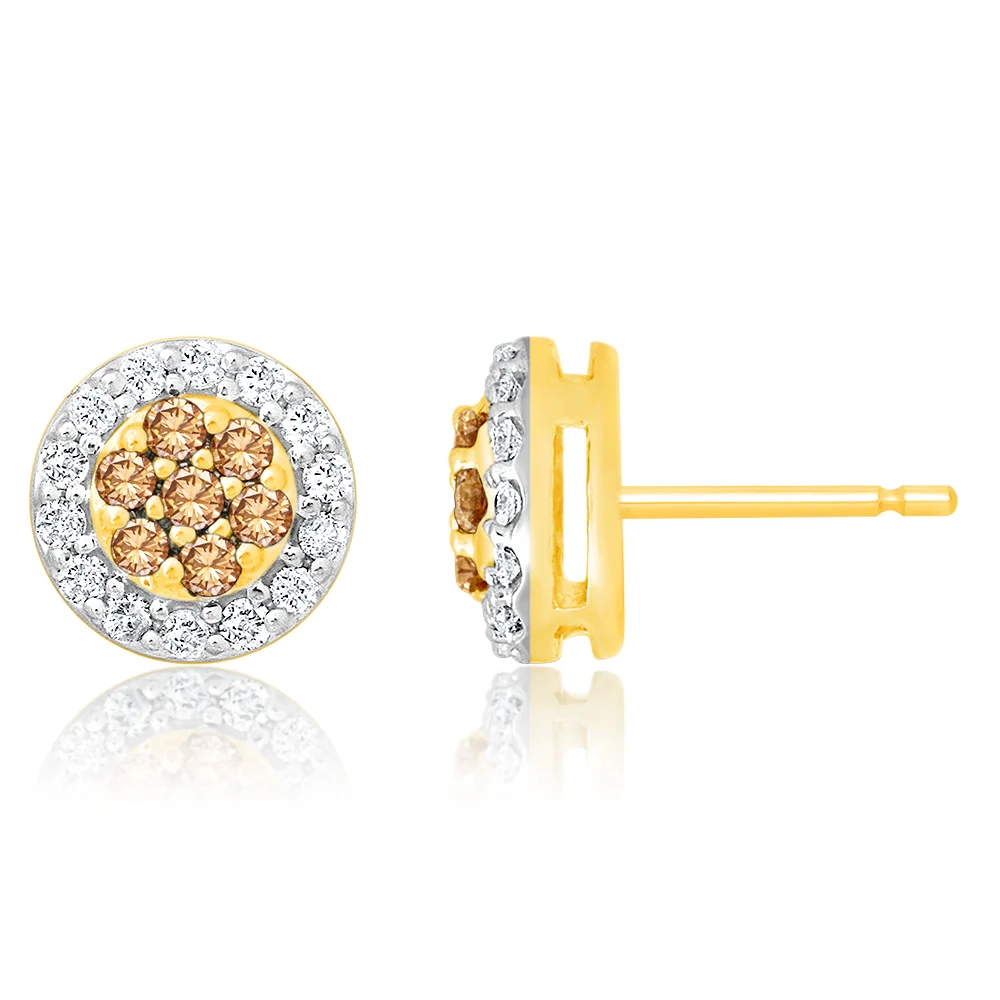 9ct Yellow Gold Stud Earrings with 1/2 Carat of Diamonds – Shiels Jewellers