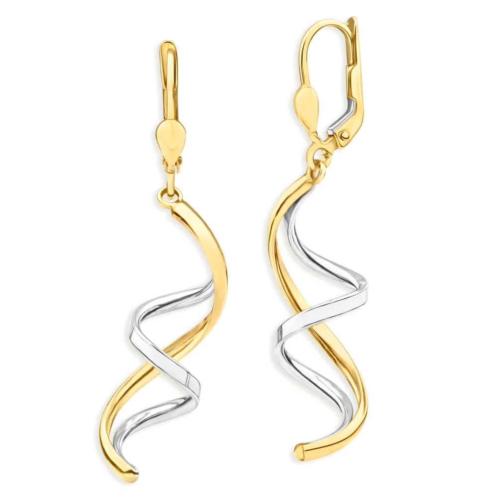 9ct Yellow Gold & White Gold Drop Earrings – Shiels Jewellers