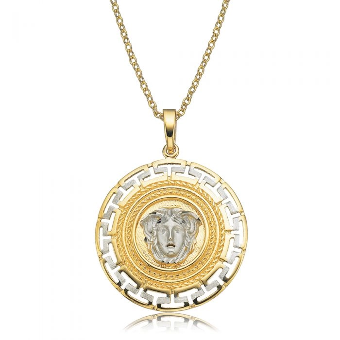 9ct Yellow Gold & White Gold Key of Life Medusa Pendant – Shiels Jewellers