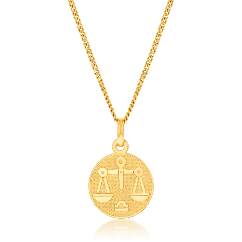 9ct Yellow Gold Zodiac Libra Pendant – Shiels Jewellers