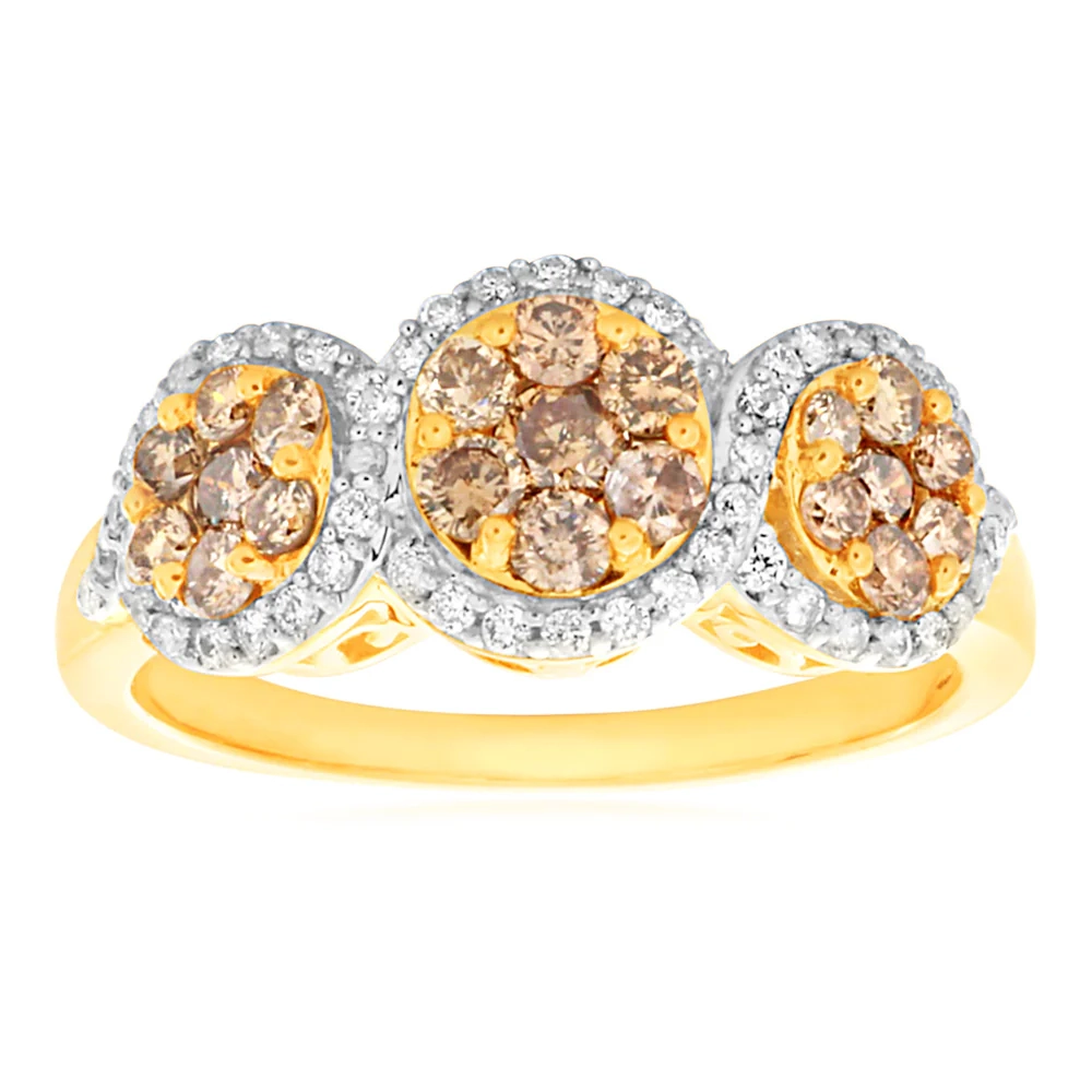 Australian Diamond 9ct Yellow Gold 1 Carat Diamond Trilogy Ring – Shiels Jewellers