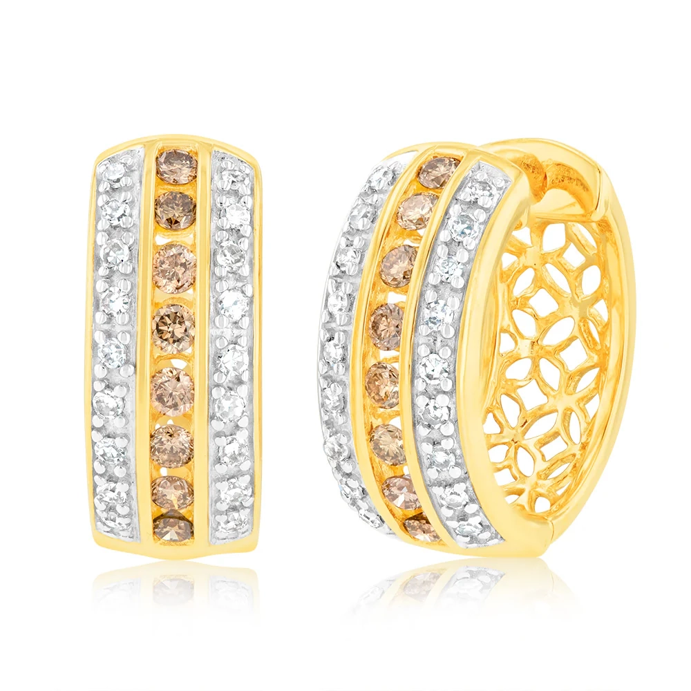 Australian Diamond 9ct Yellow Gold Diamond Hoop Earrings – Shiels Jewellers