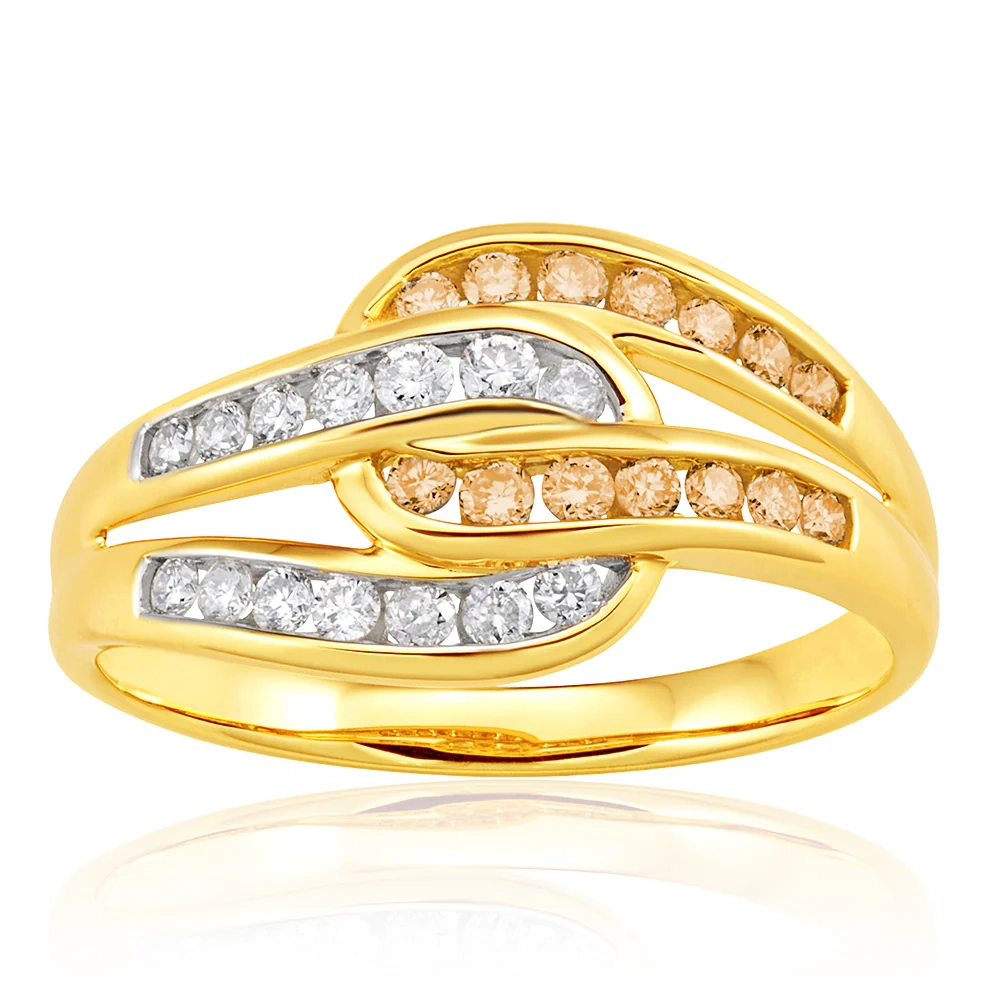 Australian Diamond 9ct Yellow Gold Loop Diamond Ring (TW=50pt) – Shiels Jewellers