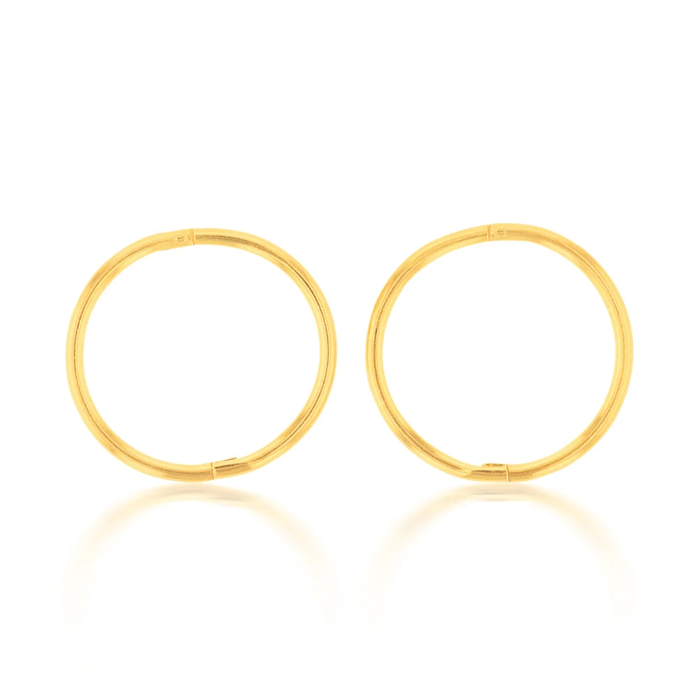 Gold Plated Sterling Silver 13mm Plain Sleeper Earrings – Shiels Jewellers