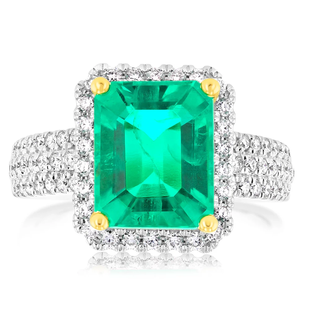 Luminesce Lab Grown 0.45Carat Diamond with Created Emerald in 9ct Yell – Shiels Jewellers