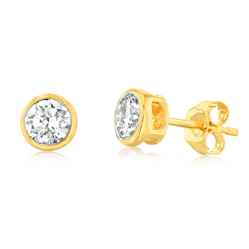 Luminesce Lab Grown 1 Carat Diamond Bezel Set Earrings in 9ct Yellow G – Shiels Jewellers