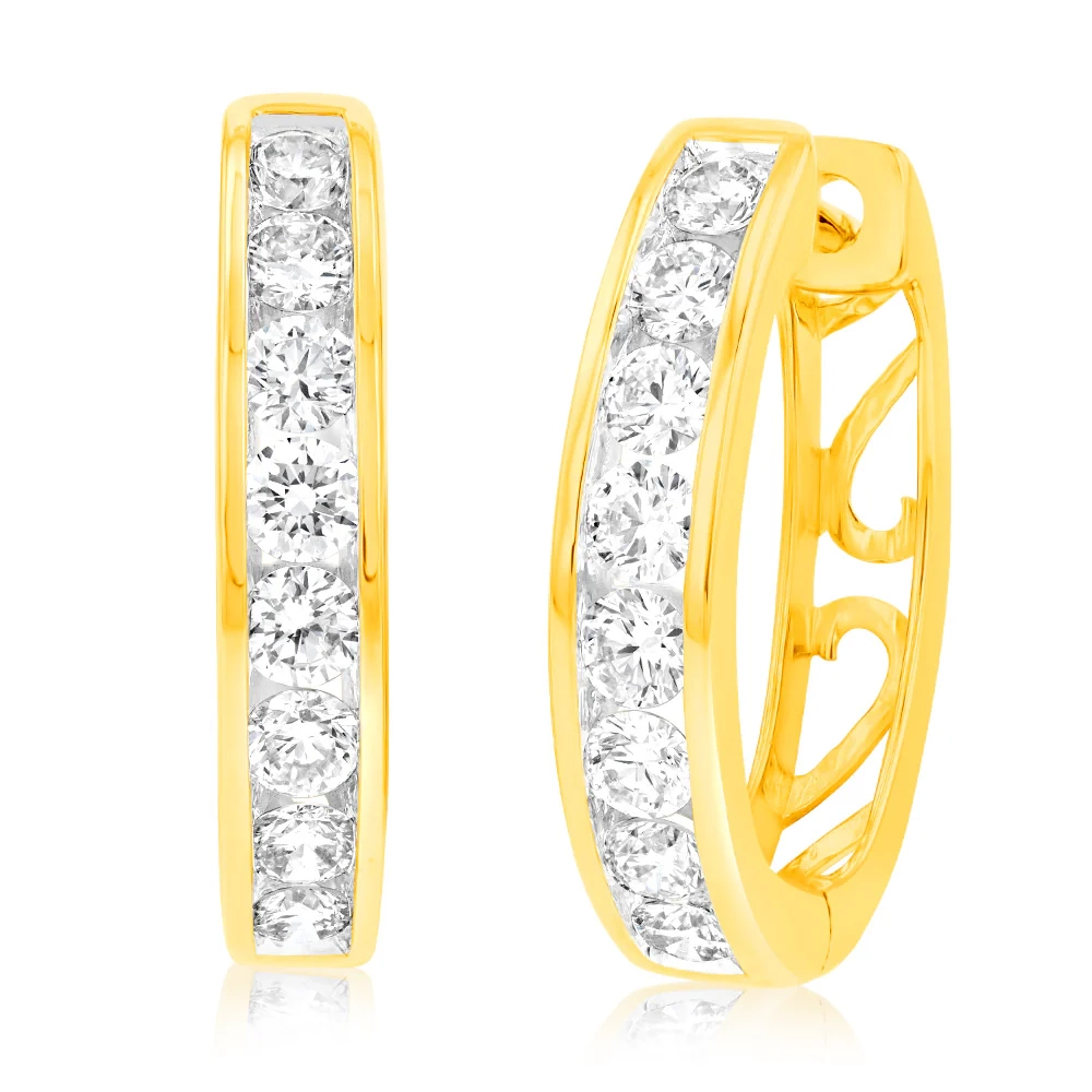 Luminesce Lab Grown 1 Carat Diamond Hoop Earrings in 9ct Yellow Gold – Shiels Jewellers