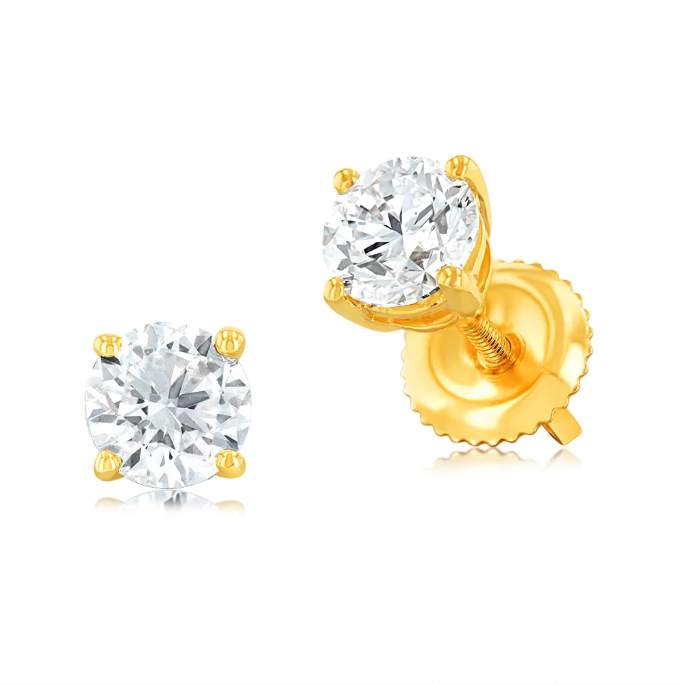 Luminesce Lab Grown 1 Carat Diamond Solitaire Stud Earrings in 14ct Ye – Shiels Jewellers