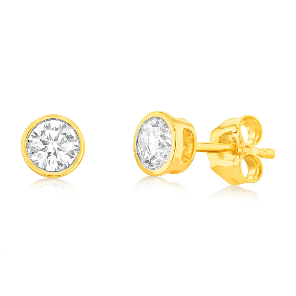 Luminesce Lab Grown 1/2 Carat Diamond Bezel Set Earrings in 9ct Yellow – Shiels Jewellers