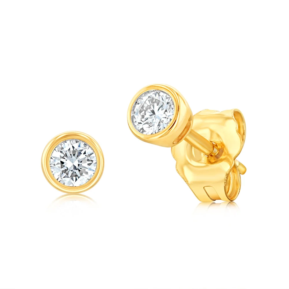 Luminesce Lab Grown 1/6 Carat Diamond Bezel Set Earrings in 9ct Yellow – Shiels Jewellers