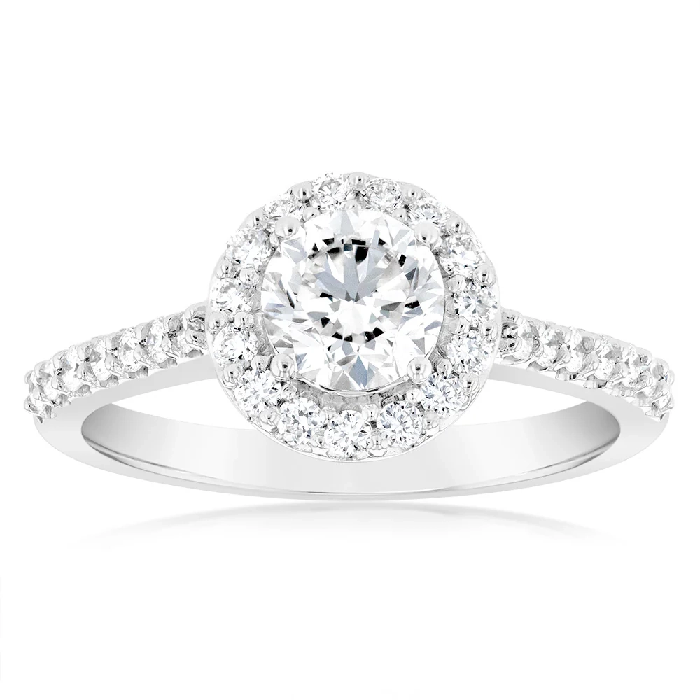 Luminesce Lab Grown 18ct White Gold 1 Carat Diamond Halo Ring – Shiels Jewellers