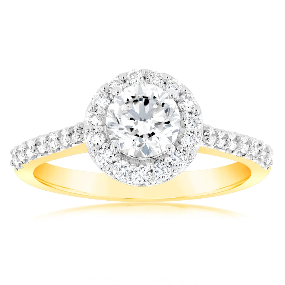 Luminesce Lab Grown 18ct Yellow Gold 1 Carat Diamond Halo Ring – Shiels Jewellers