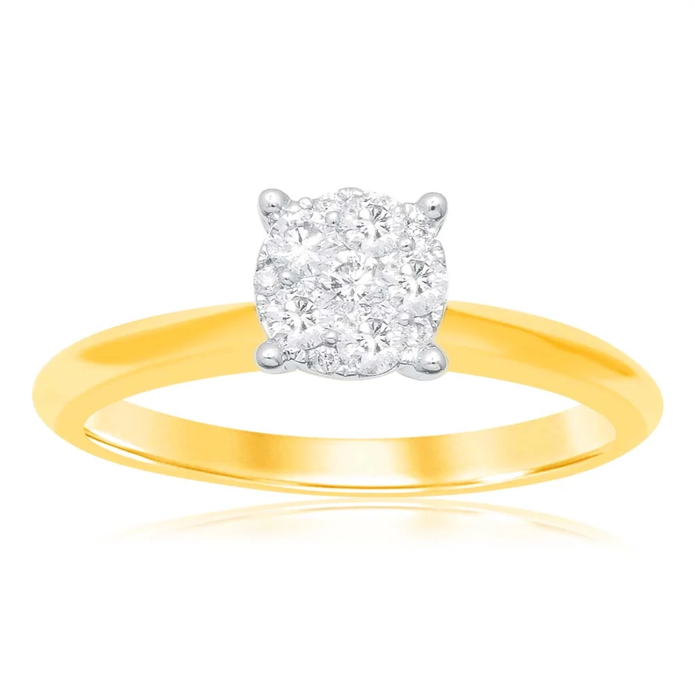 Luminesce Lab Grown 9ct Yellow Gold 0.25 Carat Diamond Ring with 11 Di – Shiels Jewellers