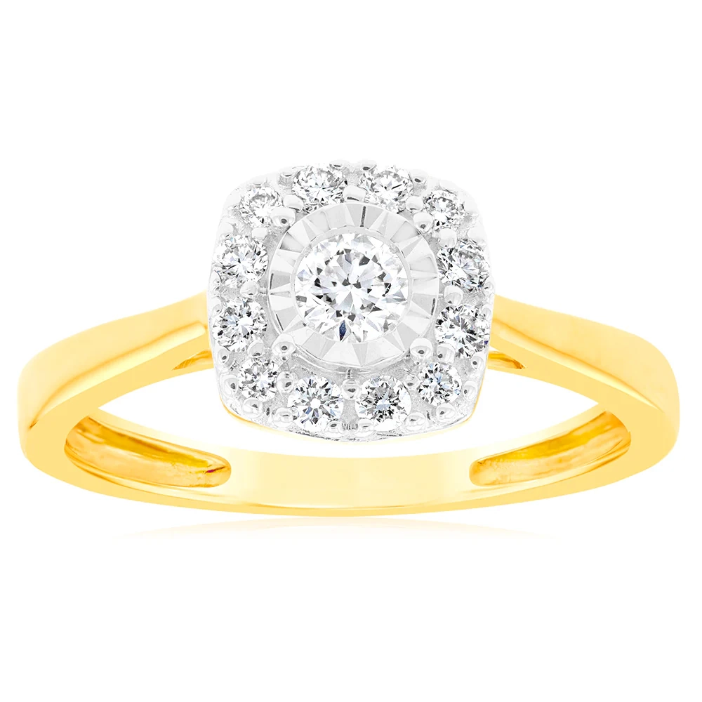 Luminesce Lab Grown 9ct Yellow Gold 0.30 Carat Diamond Cluster Dress R – Shiels Jewellers