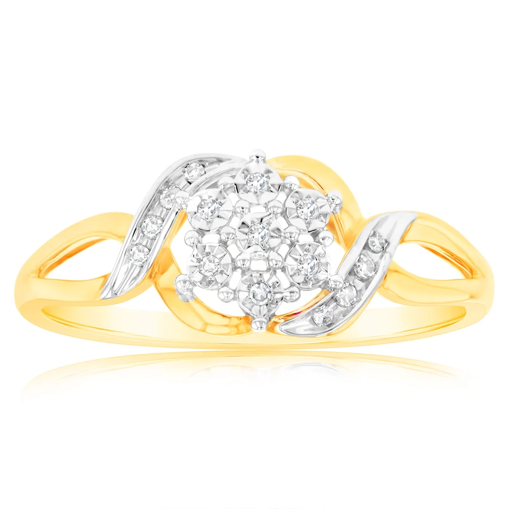 Luminesce Lab Grown 9ct Yellow Gold 15 Diamonds Dress Ring – Shiels Jewellers