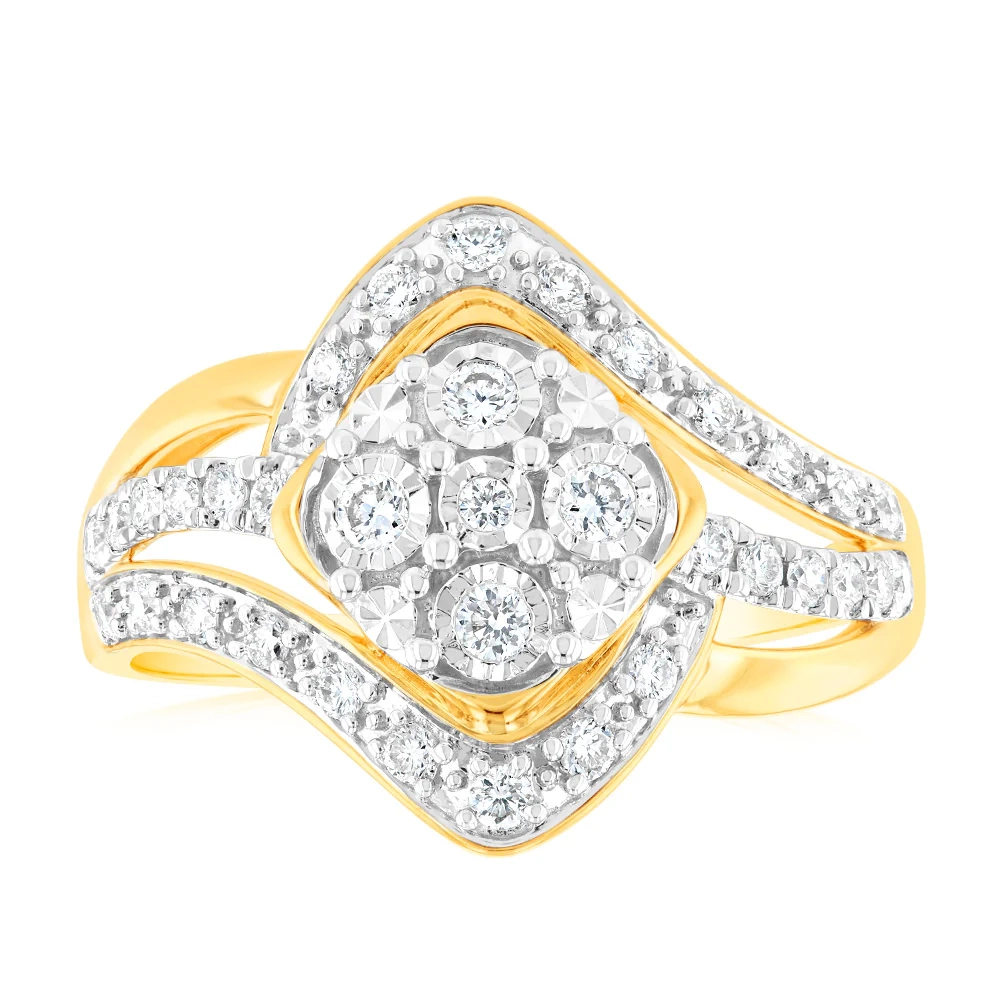 Luminesce Lab Grown 9ct Yellow Gold Ring in 35 Diamonds – Shiels Jewellers