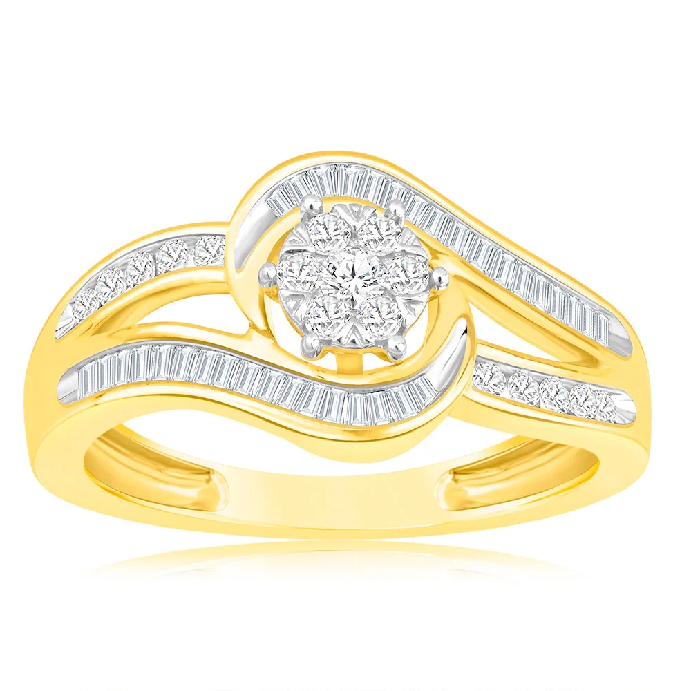 Luminesce Lab Grown 9ct Yellow Gold Wrap Around Ring in 51 Diamonds – Shiels Jewellers