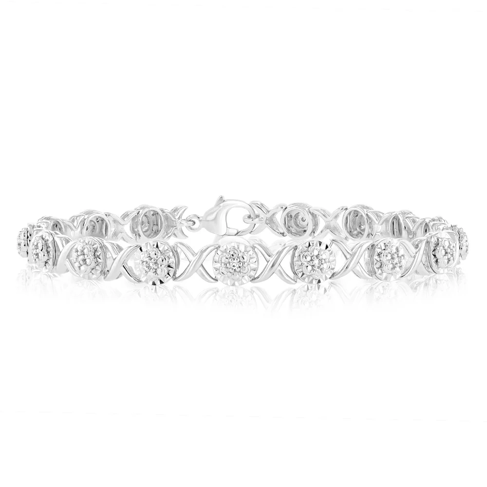 Luminesce Lab Grown Cross Shaped 0.09CtDiamond Bracelet in Sterling Si – Shiels Jewellers