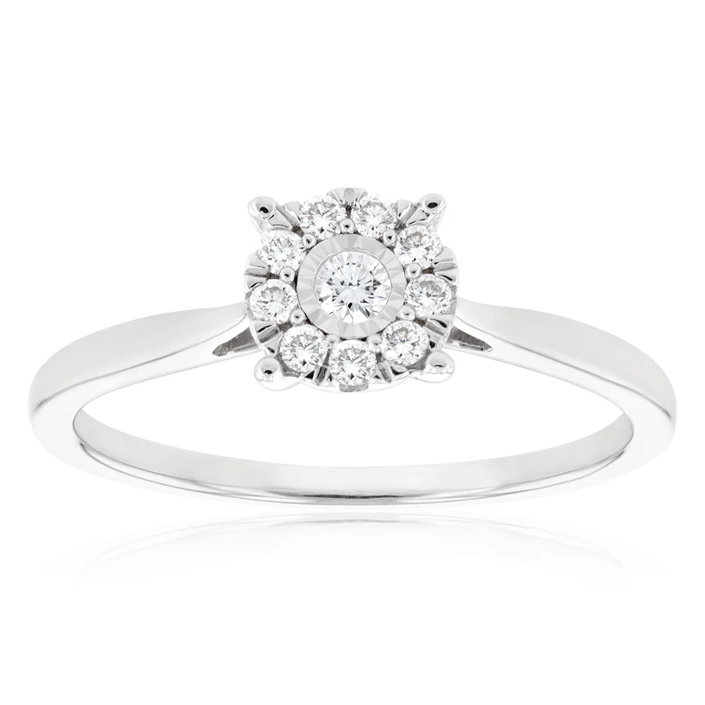 Luminesce Lab Grown Diamond .15 Carat Cluster Dress Ring in 9ct White  – Shiels Jewellers