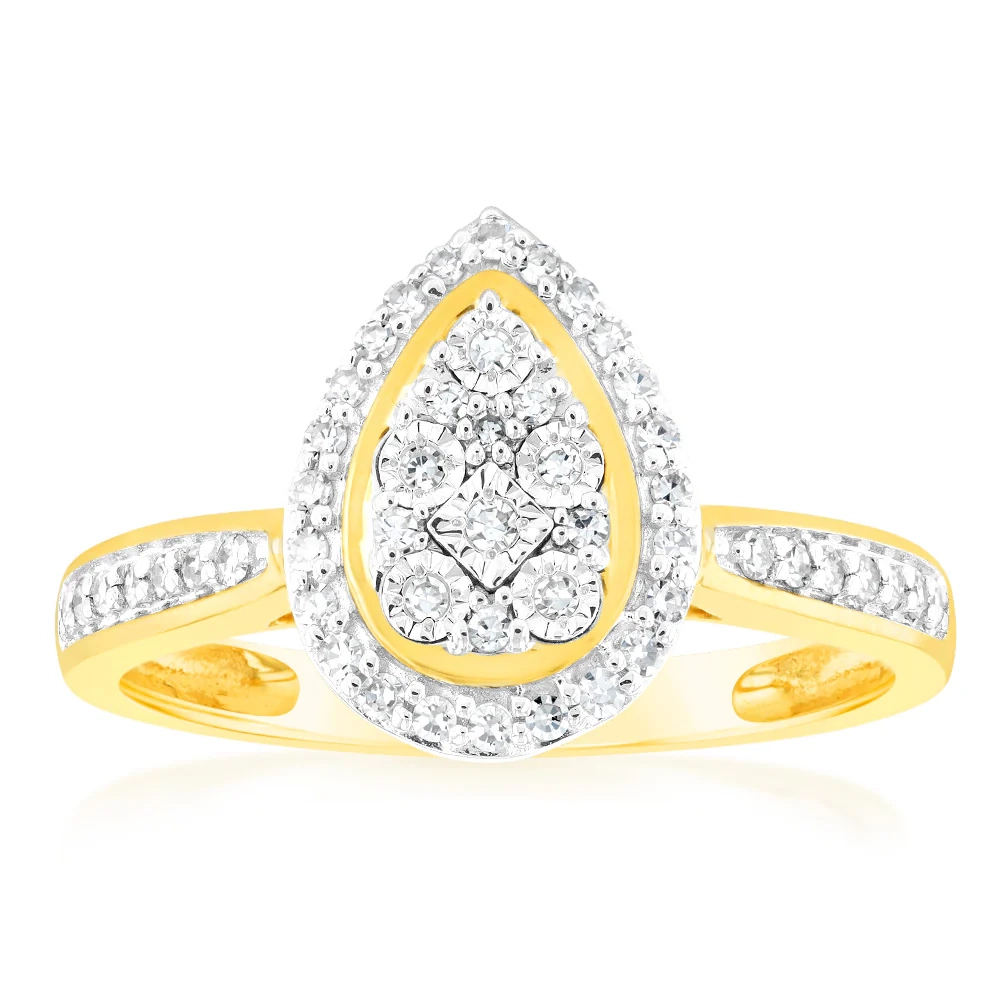 Luminesce Lab Grown Diamond 1/5 Carat Pear Dress Ring in 9ct Yellow Go – Shiels Jewellers