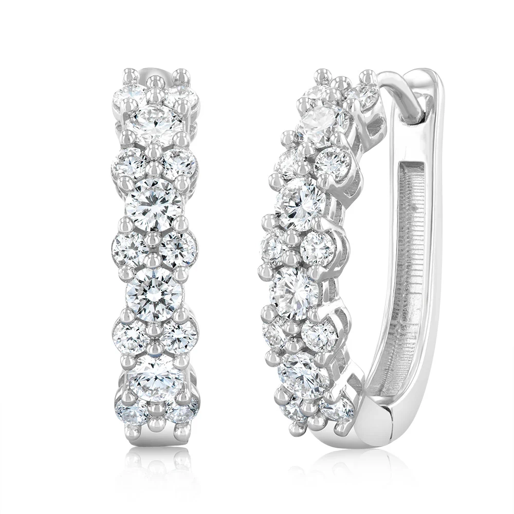 Luminesce Lab Grown Sterling Silver Hoop Earrings in 1Carat Diamonds – Shiels Jewellers