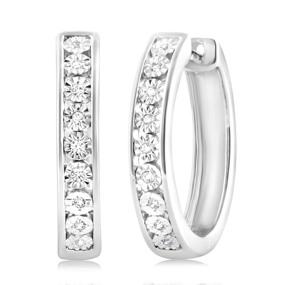 Luminesce Lab Grown Sterling Silver with Hoop Earrings in 18 Diamonds – Shiels Jewellers