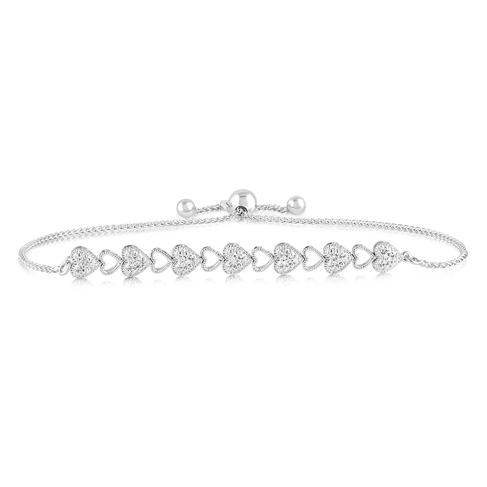 Sterling Silver 1/10 Carat Diamond Heart Slider Bracelet – Shiels Jewellers