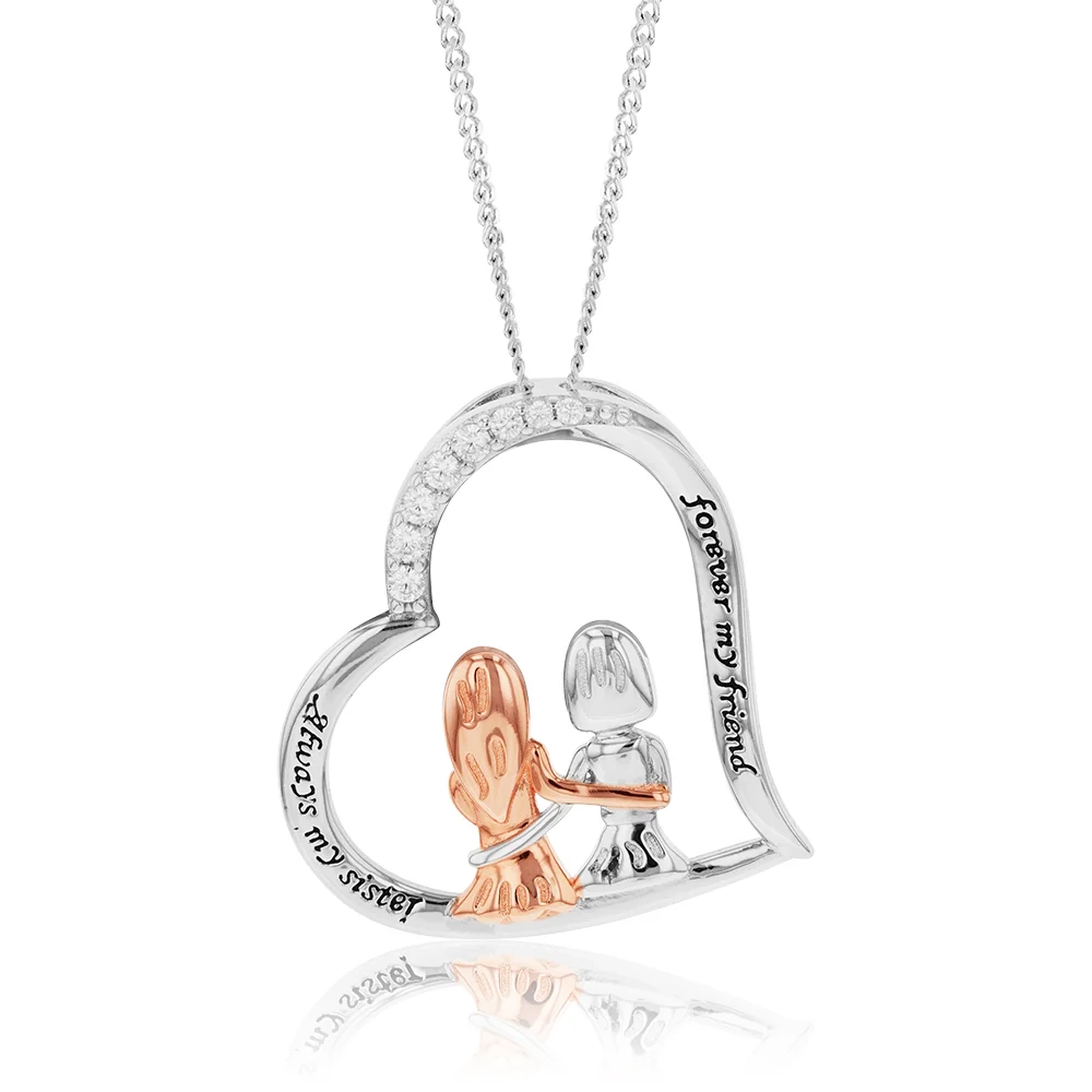 Sterling Silver And Rose Gold Plated Cubic Zirconia Engraved Heart Sis – Shiels Jewellers